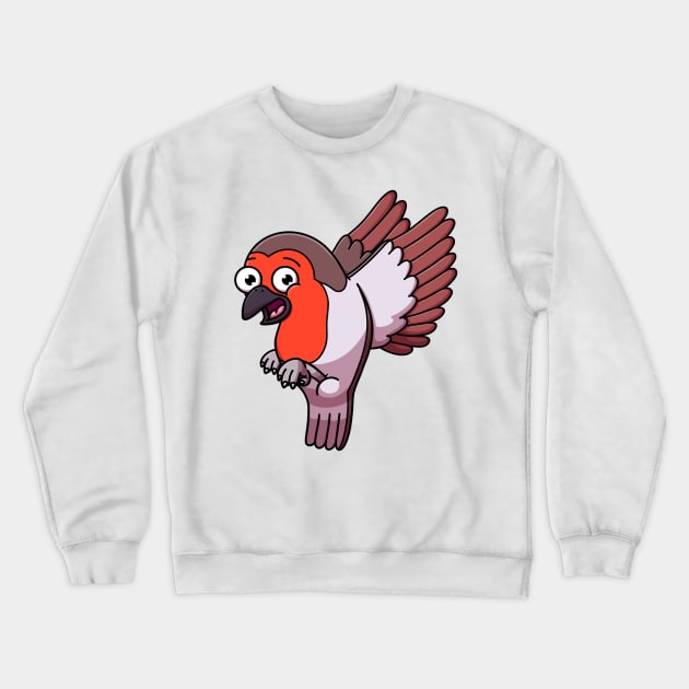 Happy Flying Robin Bird Cartoon Crewneck Sweatshirt by TheMaskedTooner